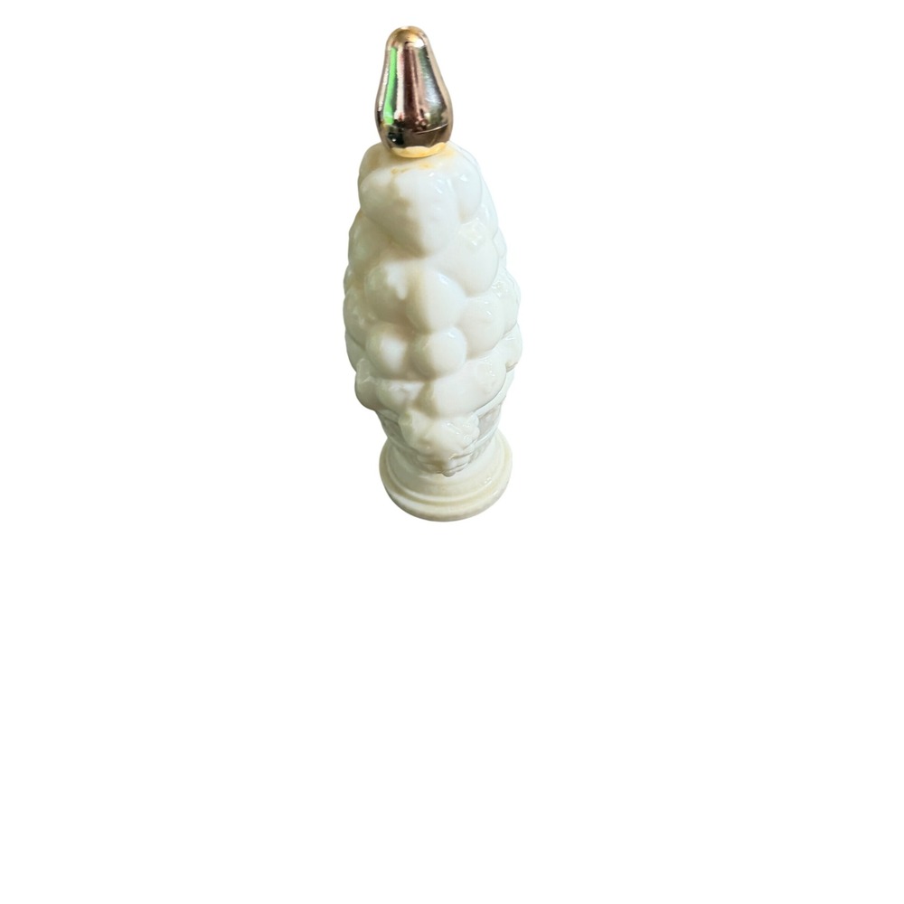 Vintage Avon Field Flowers Compote Cologne Milk Glass Bottle Gold Pear Topper - Picture 5 of 6